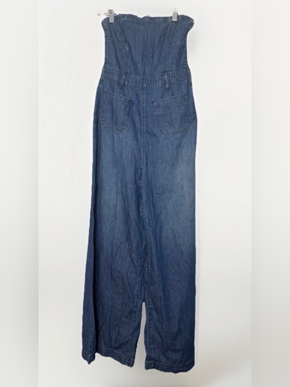 NWOT Pilcro Strapless Denim Wide Leg Jumpsuit Chambray Size 8 - Picture 3 of 5